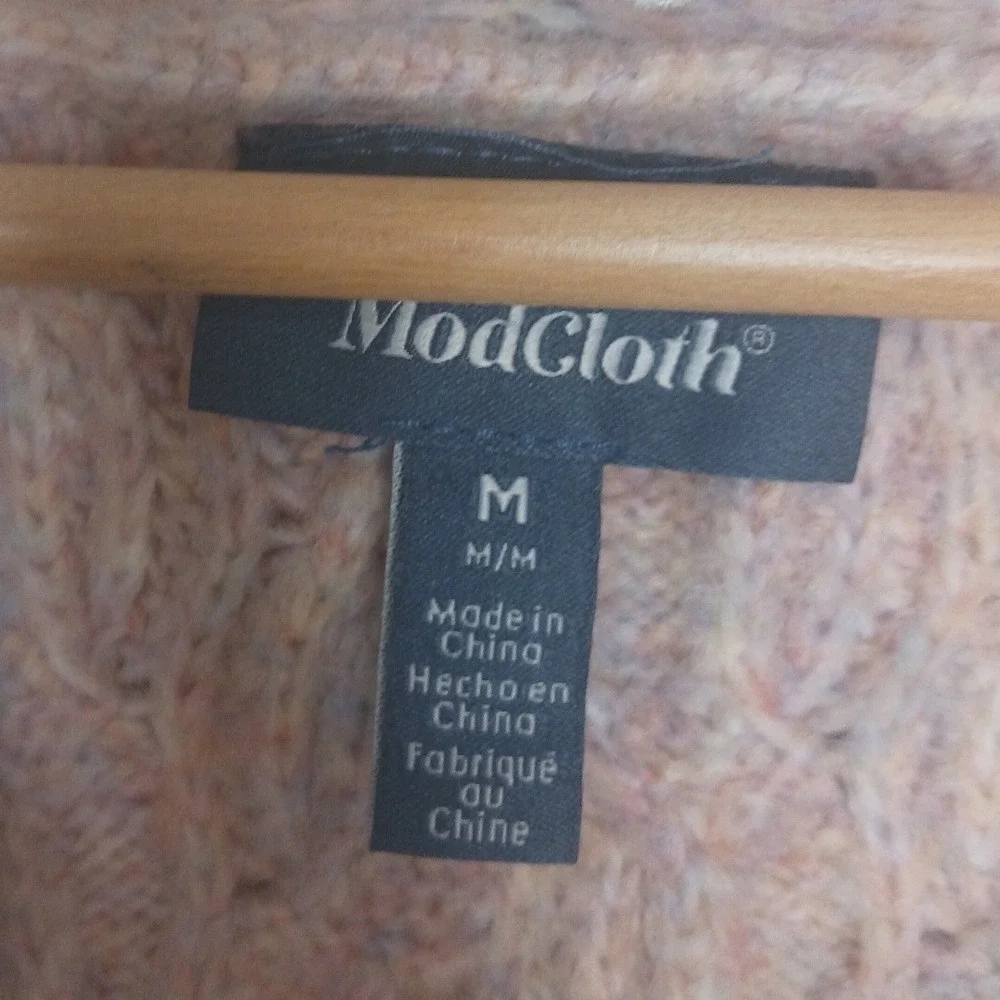 ModCloth Peter Pan Collar Cardigan M Pink Cable Knit Detachable Collar Coquette